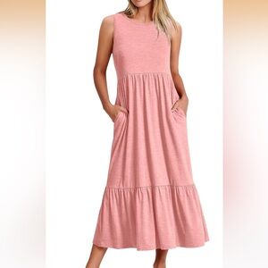 Sleeveless Pink Maxi Dress